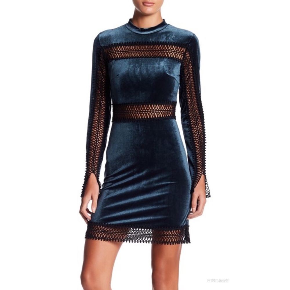 Romeo & Juliet Couture Womens S Dress Crochet Trim Black Velvet Formal